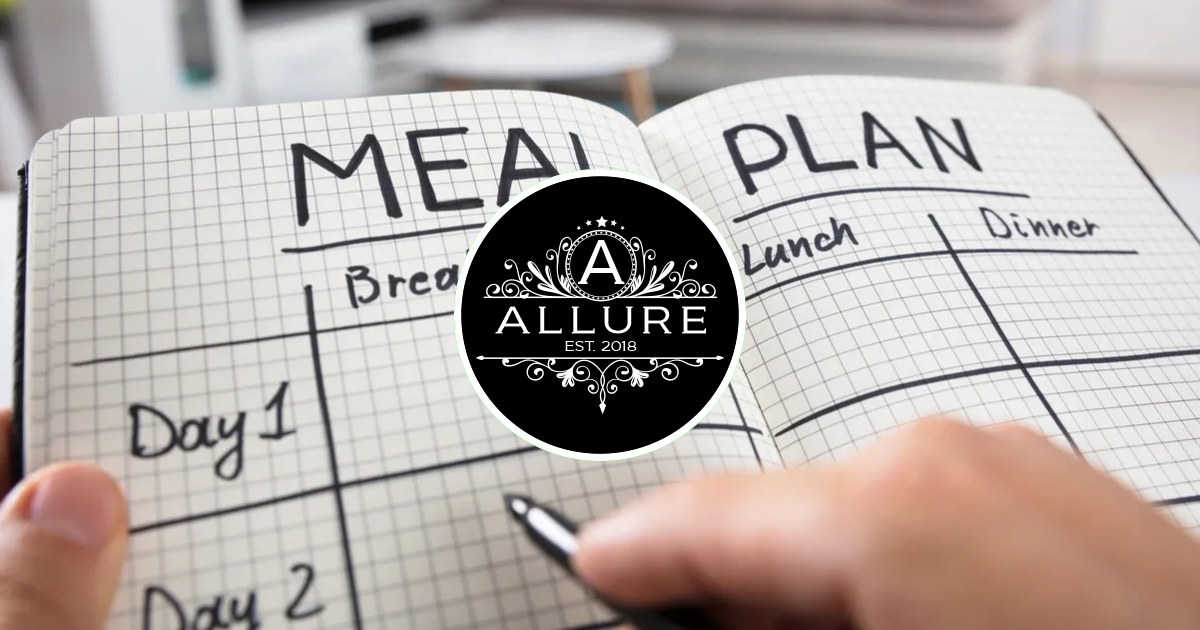 Weekly meal plan notebook for weight loss from Allure Medical Weight Control & Wellness in Riverside, CA