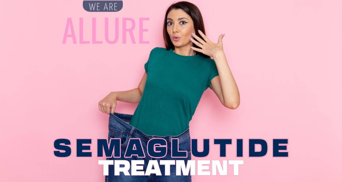 Semaglutide treatment offered by Allure Medical Weight Control and Wellness: A vial of medication with a medical background.