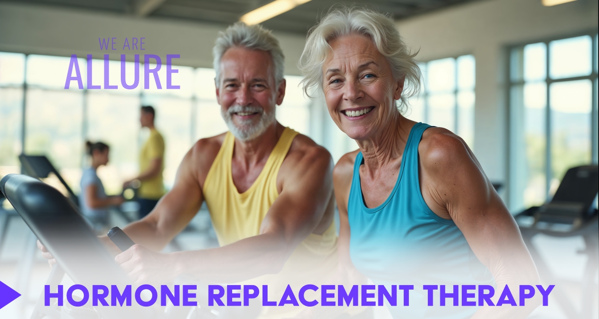Happy woman smiling after hormone replacement therapy at Allure Medical Weight Control and Wellness