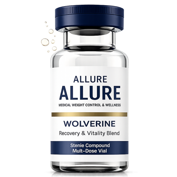 Wolverine peptide blend vial for medically supervised wellness therapy.