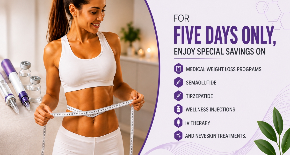Allure End-of-Summer Sale featuring special pricing on weight loss programs, injections, IV therapy and Neveskin treatments.