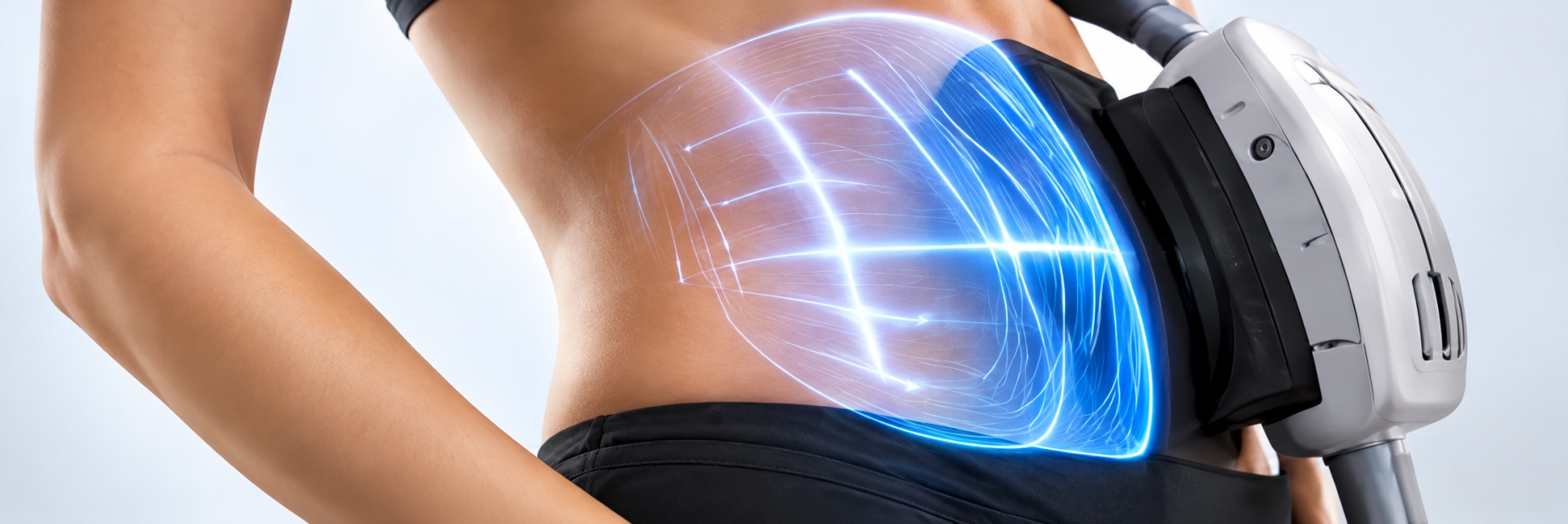 Evolve Tite bipolar radiofrequency applicator on the abdomen for skin treatment in Riverside, CA
